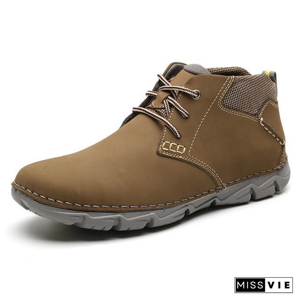 Men Ankle Boots Fashion Men Shoe Vintage Style Leather Male Outdoor Casual Boots Work Footwear