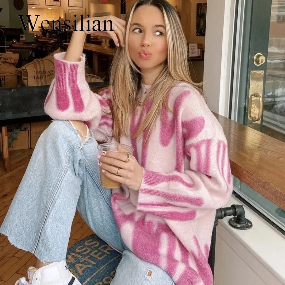 Knitted Sweaters Women Oversize Pullovers Winter Tops Female Casual Long Jumpers Ladies Pull Femme Y2K Strpied Sweaters