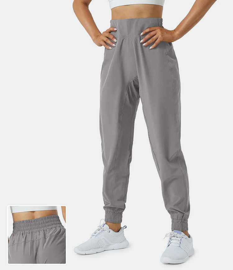 High Waisted Elastic Waistband Casual Joggers