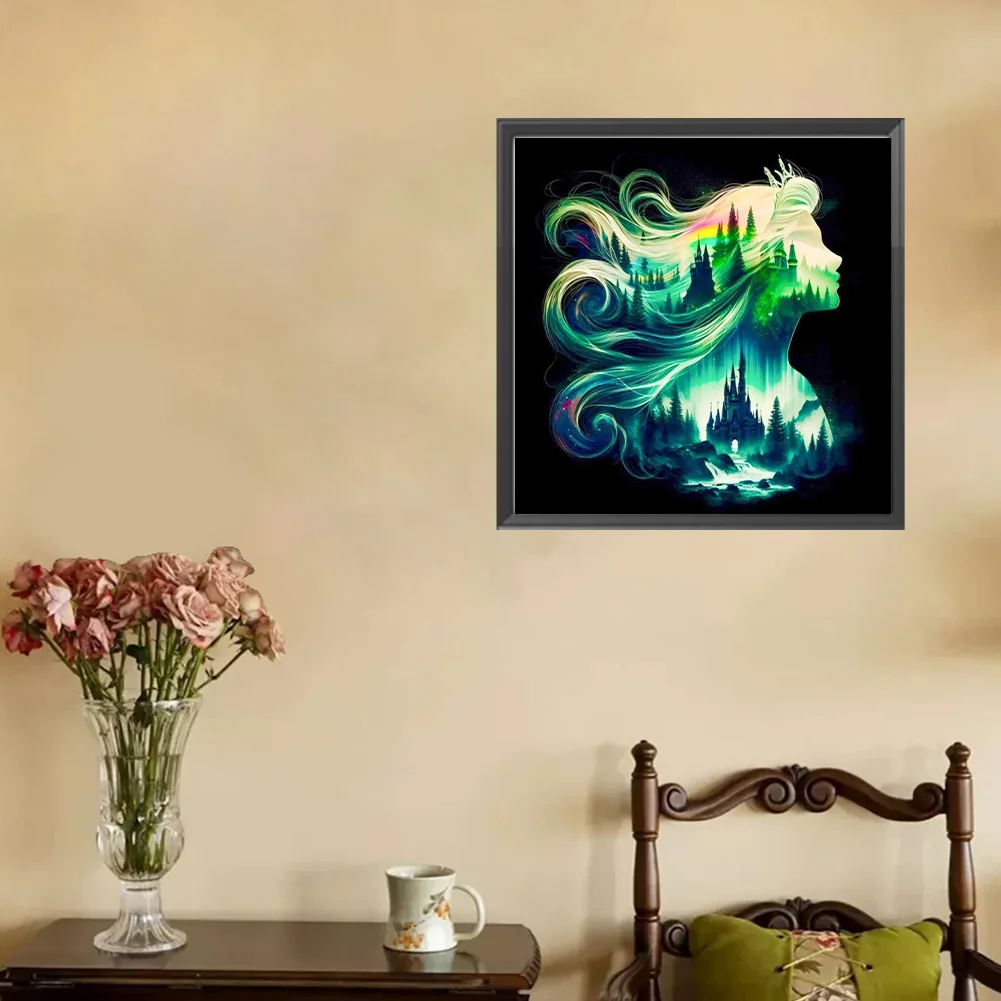 Diamond Painting - Full Square Drill - Princess Forest Silhouette(Canvas|35*35cm)