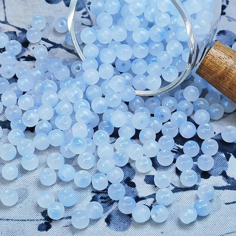 50 PCS/Package Glass/Colored Glaze Round Beads