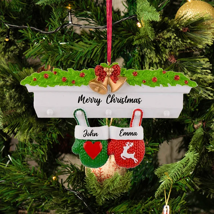 Personalized Mittens Family of 2 Christmas Ornament Home Decor