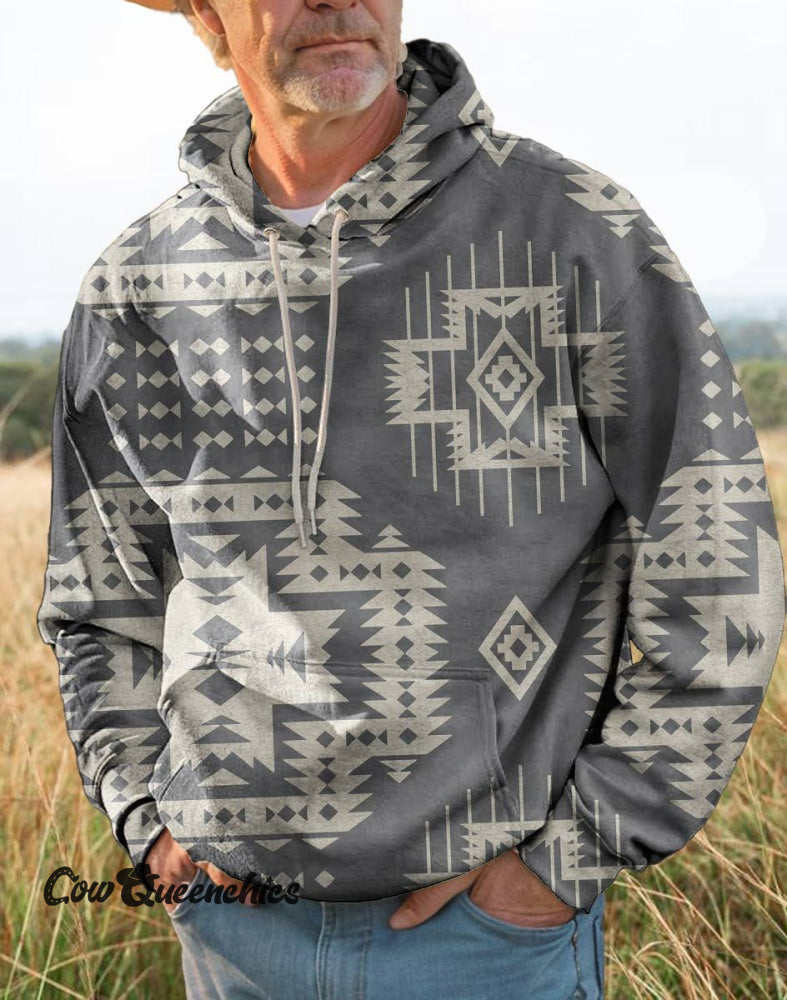Gray Aztac Print Casual Sweatshirt Multicolor / S