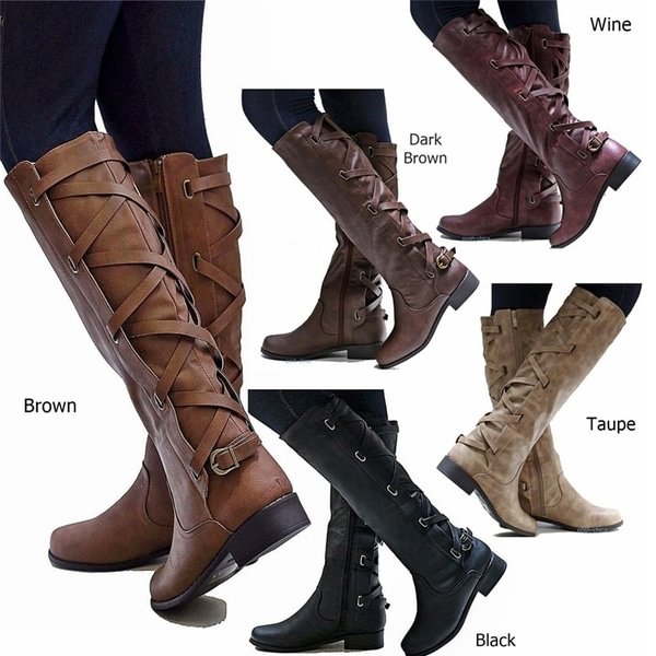 New Women's Leather Boots Knee High Boots Fashion Knight Boots Ladies Winter Long Boot Plus Size 35-44 - Shop Trendy Women's Clothing | LoverChic