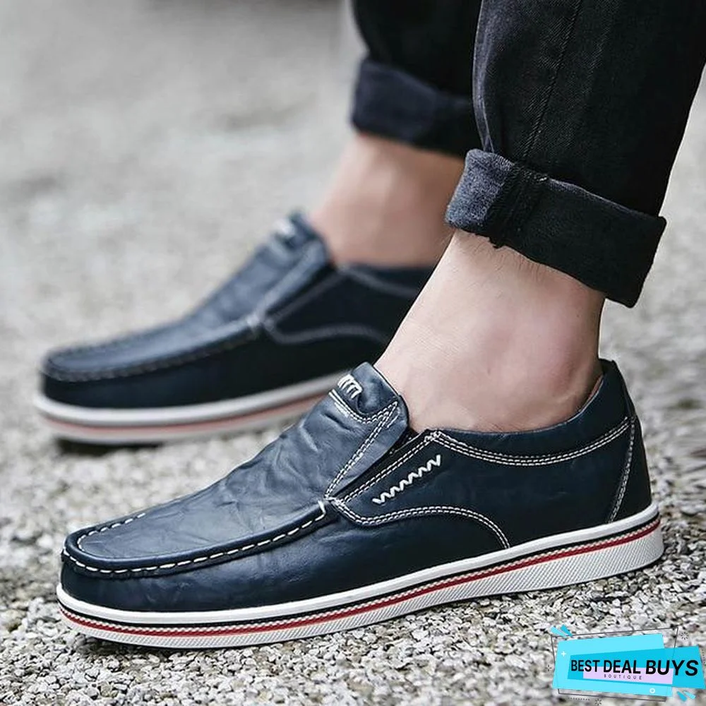 Leather Boat Shoes Casual Flats Moccasins Homme Driving Loafers Shoes Slip On Shoes