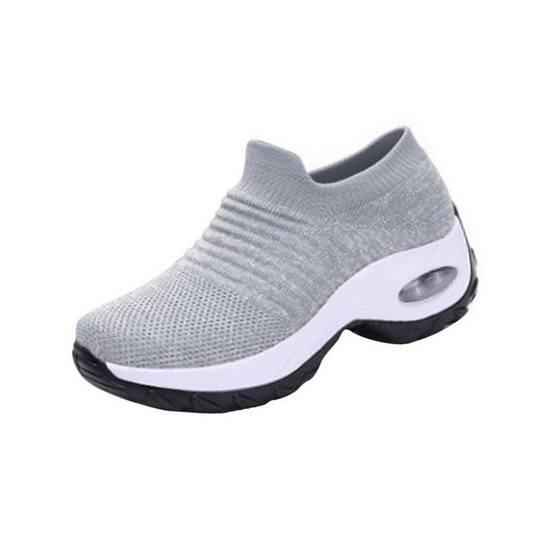 2020 Spring Women Sneakers Shoes Flat Slip on Platform Sneakers for Women Black Breathable Mesh Sock Sneake