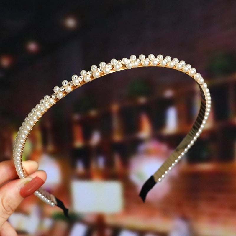 Women’s Fashion Waves Alloy Inlay Artificial Pearls Headwear
