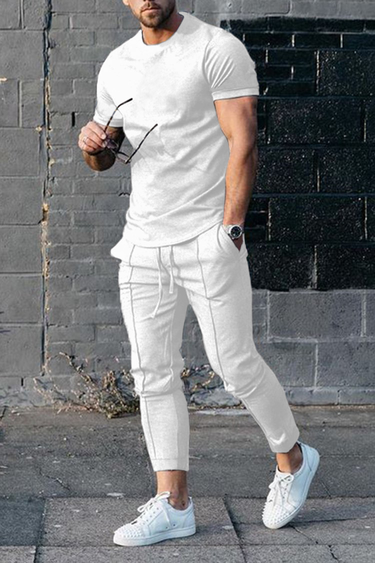 Print Sports T-Shirt And Pants Two-Piece Set