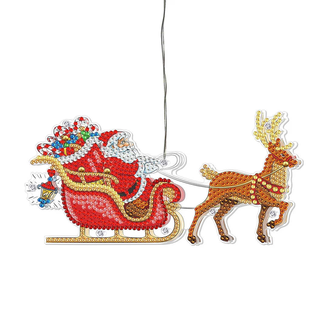 5D Christmas Diamond Painting Hanging Light Festive Rhinestone Lamp Pendant