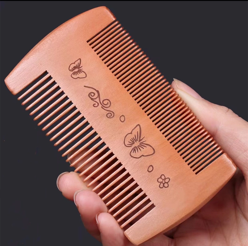 Beard Comb Pear Wood Grate Comb Wide Tooth Men’s Beard Comb Super Dense Tooth Peach Wood Comb Household
