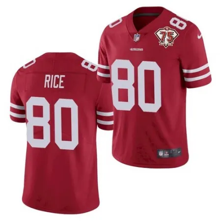 Men's San Francisco 49ers #80 Jerry Rice 2021 Red 75th Anniversary Vapor Untouchable Stitched NFL Jersey 4LPF
