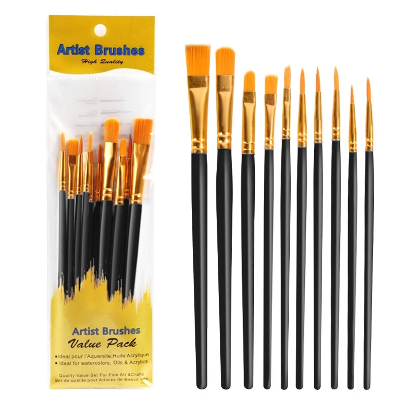 New 10 Blue Plastic Painting Oil Painting Brush Set