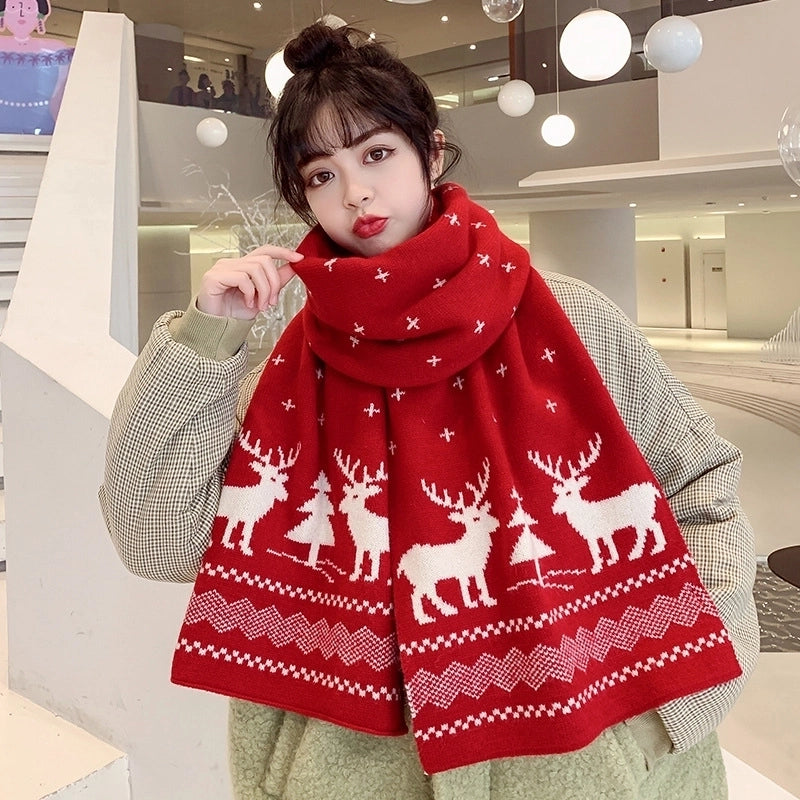 Women's Cute Elk Imitation Cashmere Winter Scarves