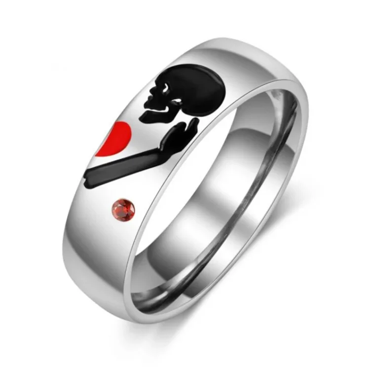 Personalized Skull Couple Ring Engrave Love Message Matching Rings Gift for Couple Friends BBF