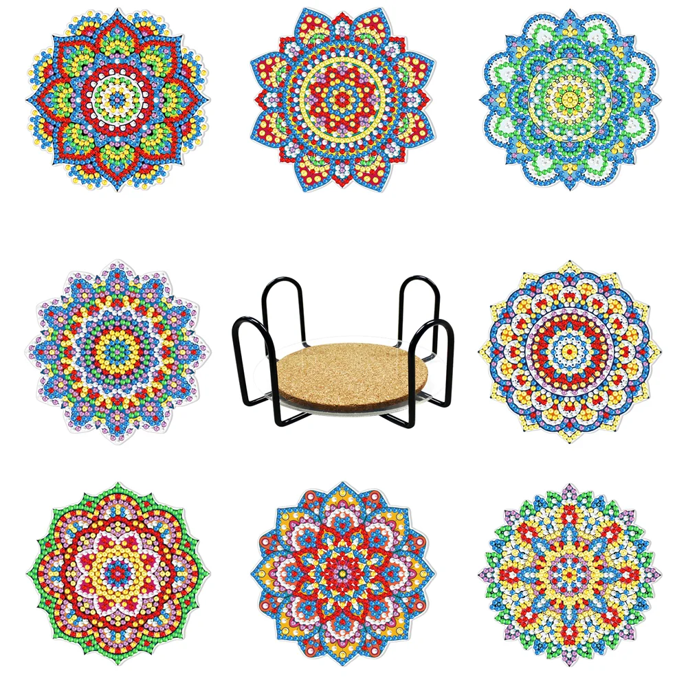 Mandala Diamond Art Colorful Coasters Kits Art Craft Diamond