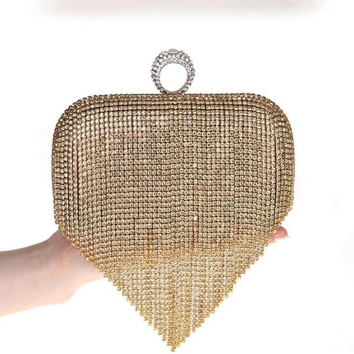 Fashion Rhinestone Chain Tassel Women Evening Prom Bag