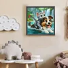 Diamond Painting-DIY Full Round Drill Lake Tour Kitten Puppy
