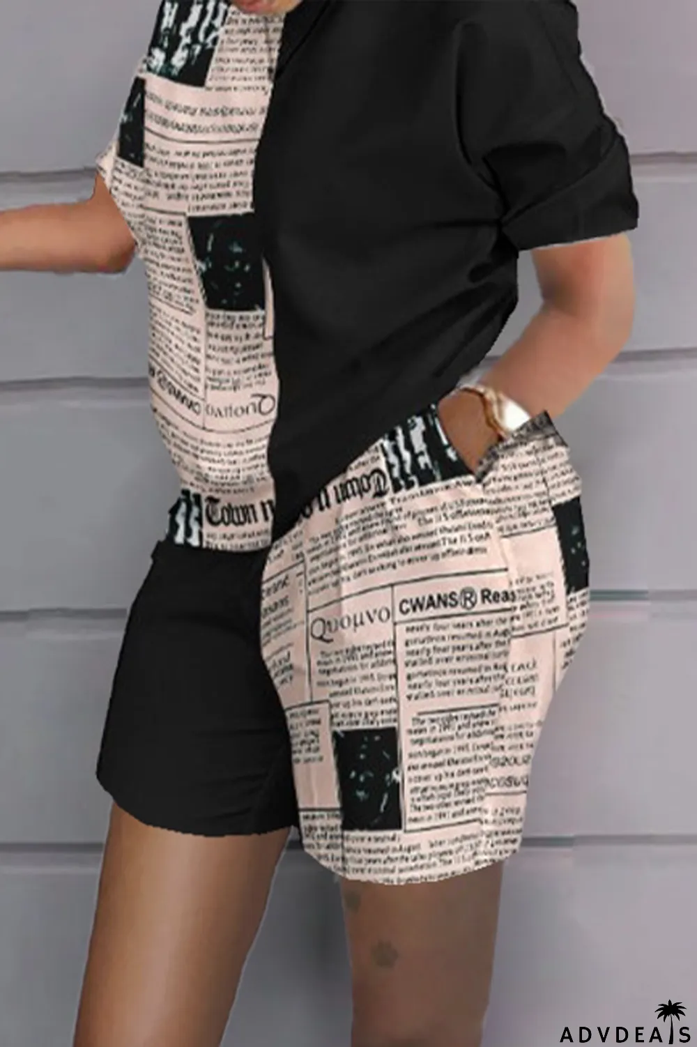 Leopard Print Casual Print Patchwork O Neck Short Sleeve Two Pieces