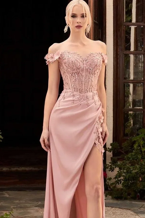 Daisda Pink Sleeveless Strapless Sweetheart Beadeds Embroidery Prom Dress