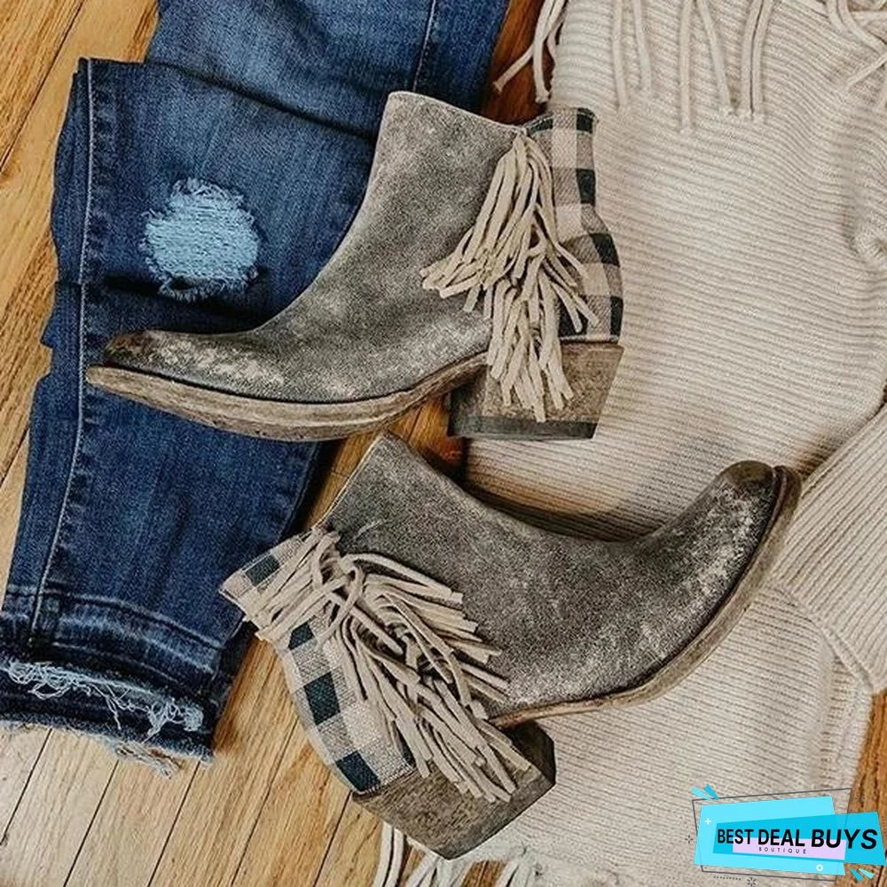 Tassel Slip-On Daily Boots Chic Boots
