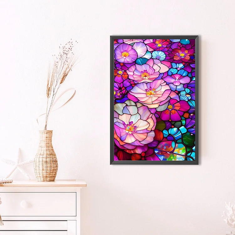 Stained Glass Flowers (canvas) full round/square drill diamond painting