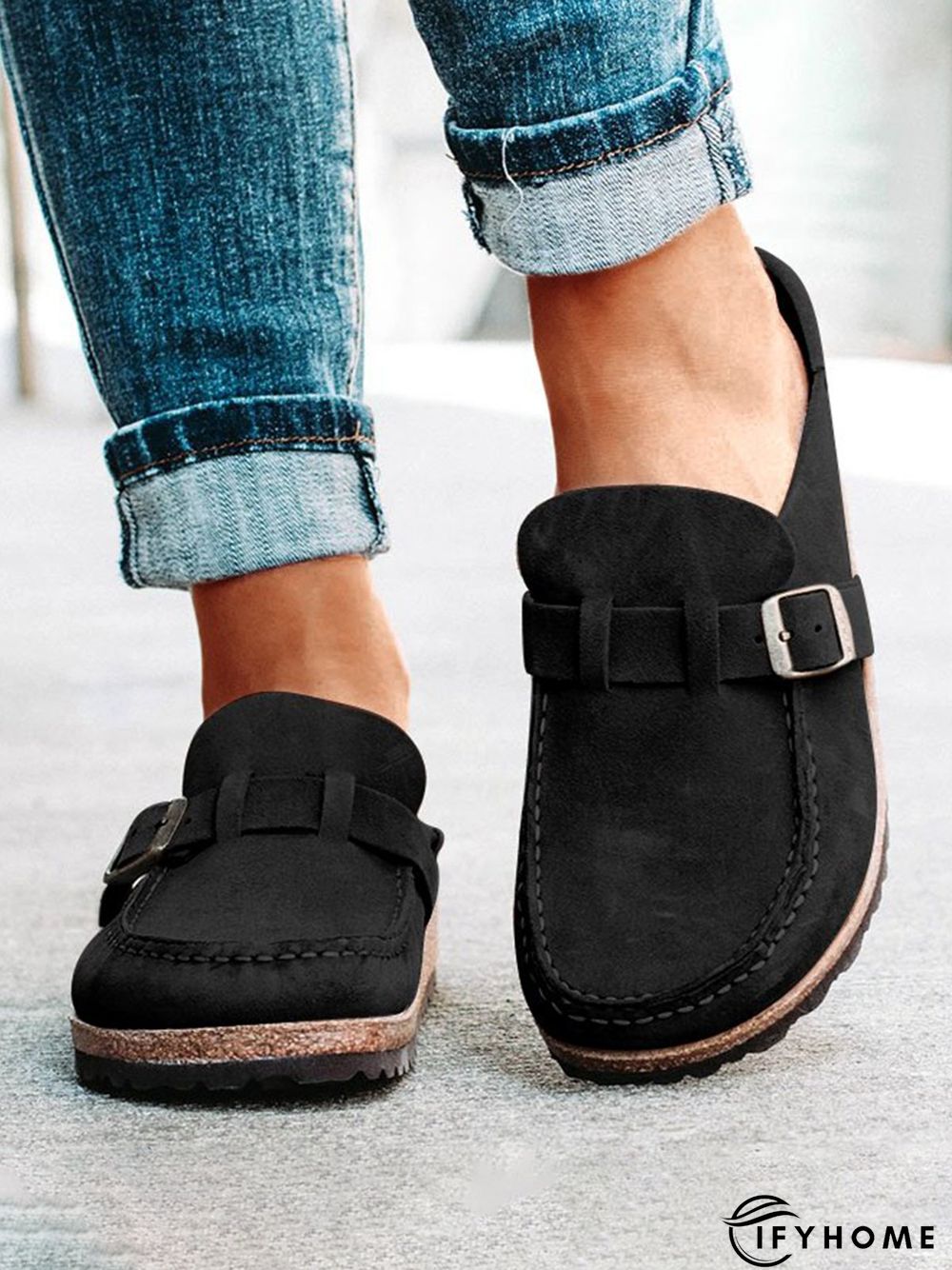 Women Soft Sole Casual Comfy Leather Slip On Sandals | IFYHOME