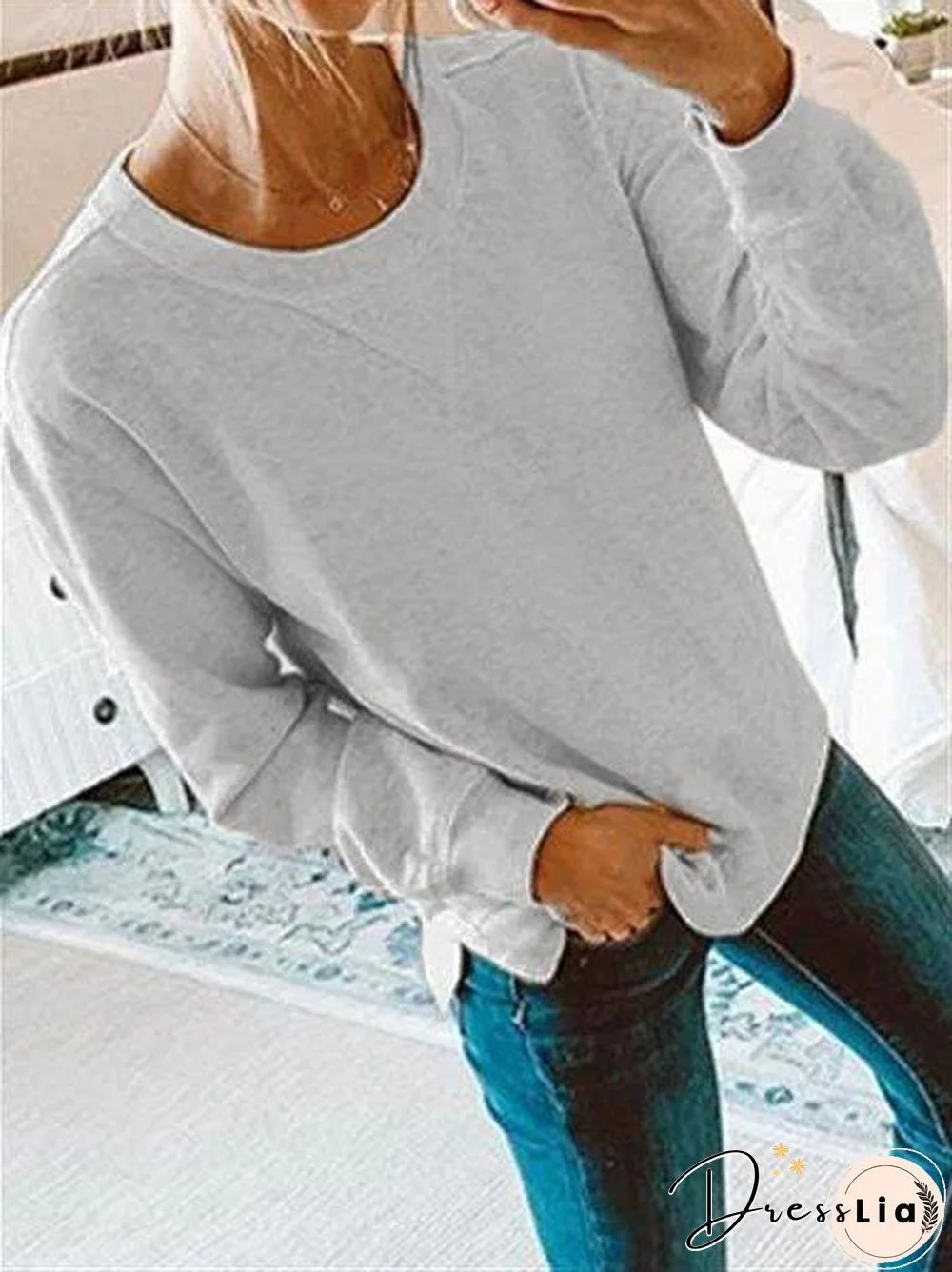 Fashion Autumn Casual Cotton Long Sleeve Crew Neck Sweaters