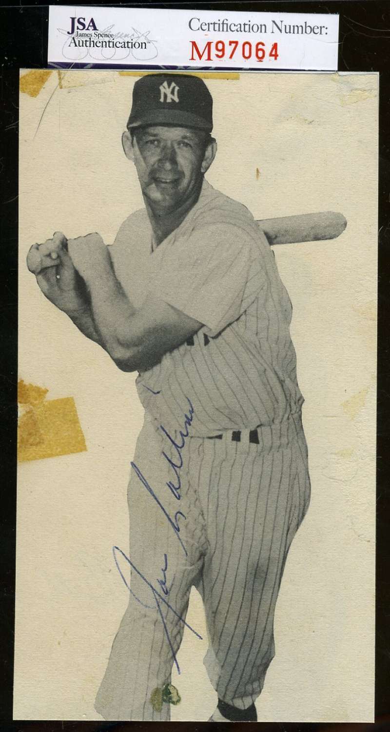 Joe Collins Yankees 40`s Signed 4x6 Photo Poster painting Jsa Certified Authenticated Autograph