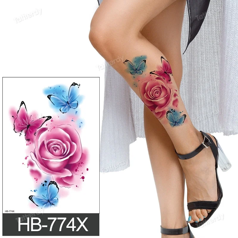 big tattoo anime tiger lion king head thigh leg temporary tattoo for women girls beauty sexy body art sticker tattoos waterproof