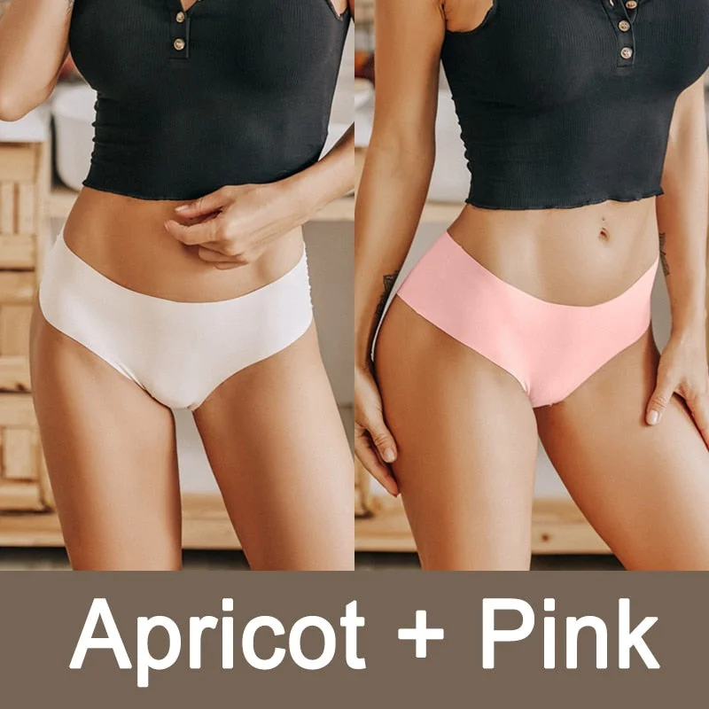 2PCS/Set Seamless Panties Women Sexy Underwear V Desgin Waist Briefs Plus Size Brazillian Pantys Female Lingerie Underpants