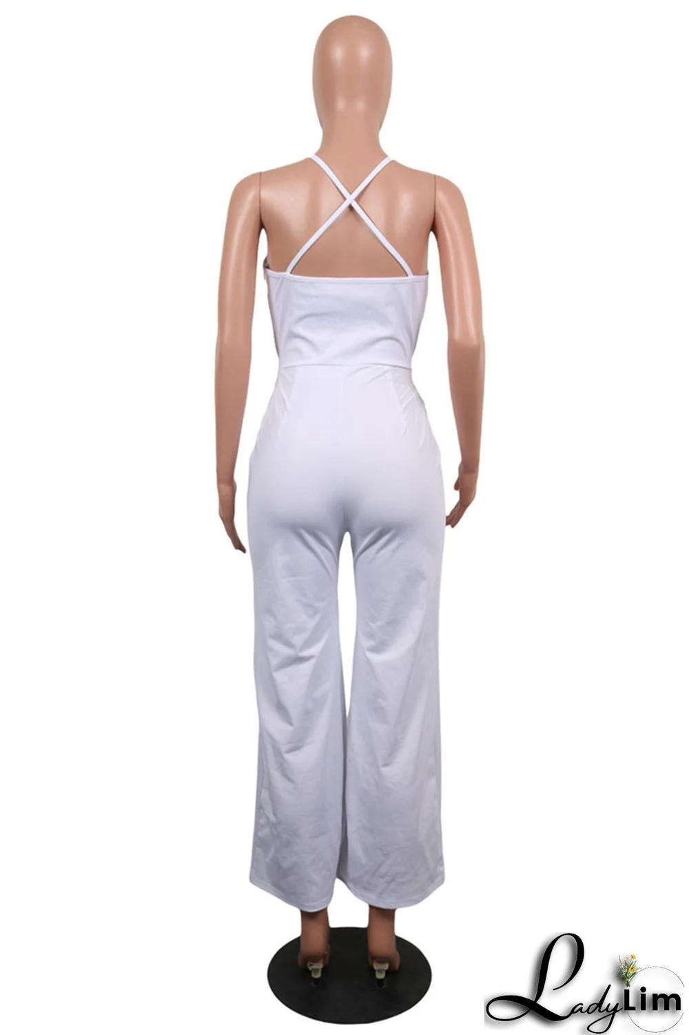 Army Green Sexy Casual Solid Backless V Neck Regular Jumpsuits