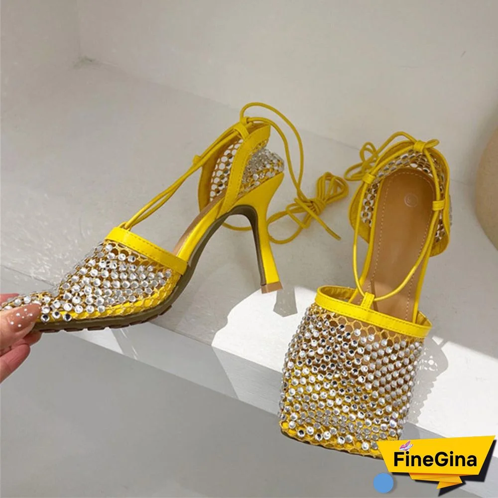 Yellow Fashion Casual Sequins Patchwork Rhinestone Square Out Door Shoes