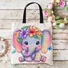 (US Only)11CT Elephant Cross Stitch Canvas Tote Bag DIY Sewing Bag Gift for Friend40x40cm