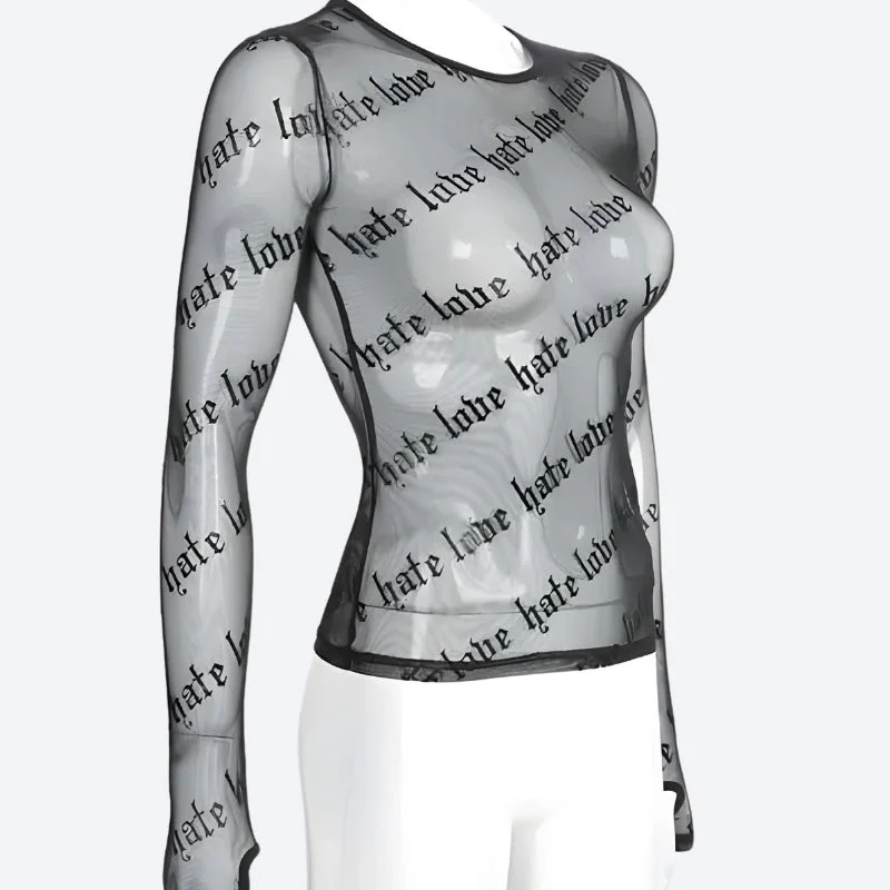 Brownm Love Hate Sheer Mesh Top
