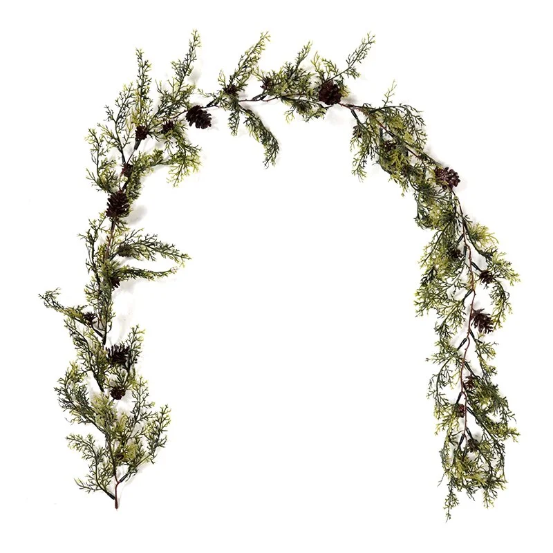 150cm Christmas Wreath Rattan Artificial Vine Hanging Floral Garland Christmas Decorations for Home Xmas Fireplace Door Decor