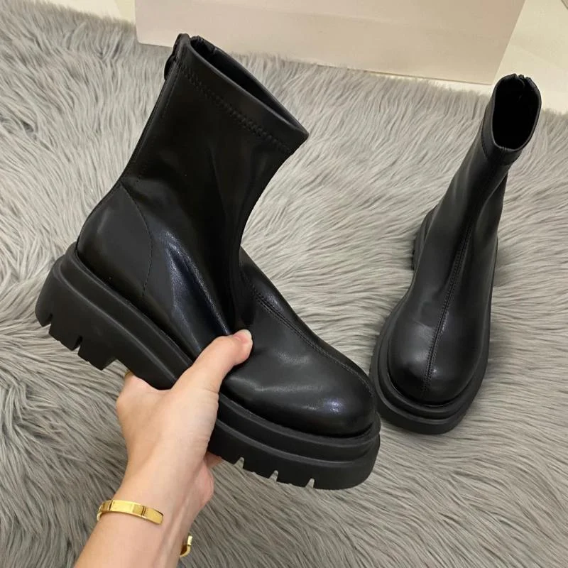 2022 New Arrive Platform Shoes Women Boots Round Toe Zipper Autumn Winter Fashion Ankle Female Ytmtloy Botines De Mujer Sexy