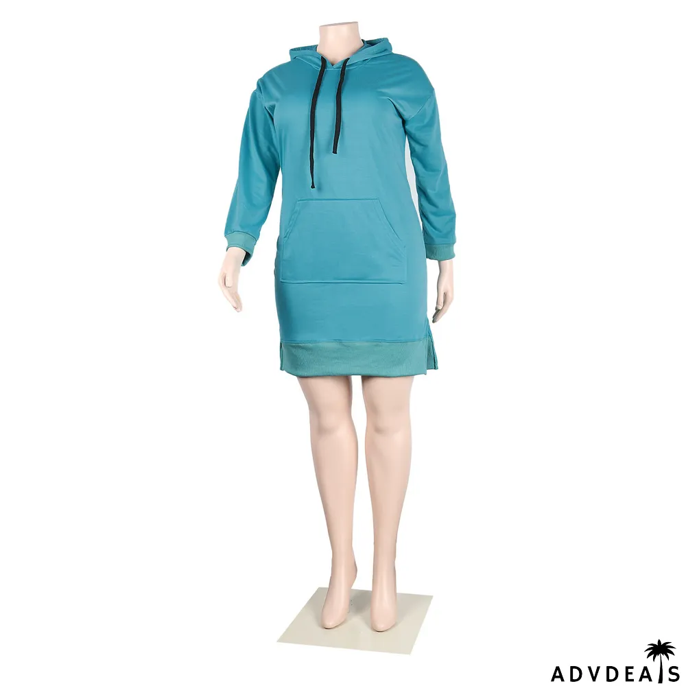 Womens Sexy Casual Solid Long Sleeve With Hood Slit Dress