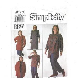 pornhint Pornhint Simplicity 9878 Pattern for Misses' Pants, Skirt, Dress, Top, Unlined Jacket, Tie Belt, Size 12 to Plus 18, From 1990, FACTORY FOLDED, Uncut