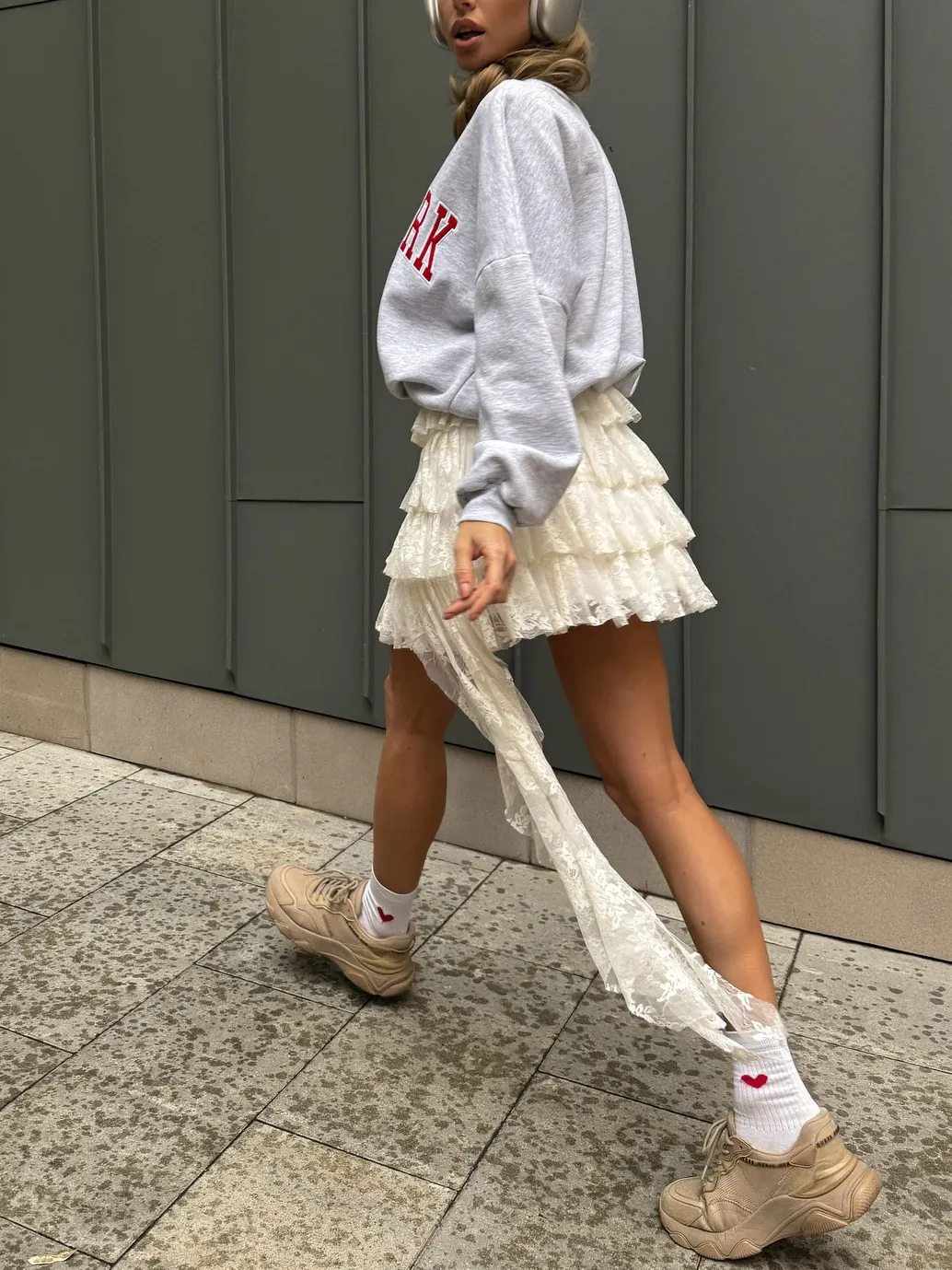 Athvotar Athvotar Personality Irregular Design Feel White Lace Skirt Fashion Hot Girl With Breathable Woman