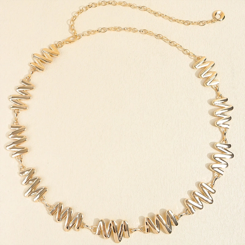 Basic Solid Color Plastic Women’s Chain Belts