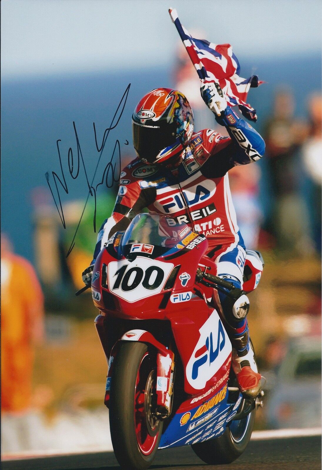 Neil Hodgson SIGNED British World Superbikes Champion 12x8 Photo Poster painting AFTAL Parade