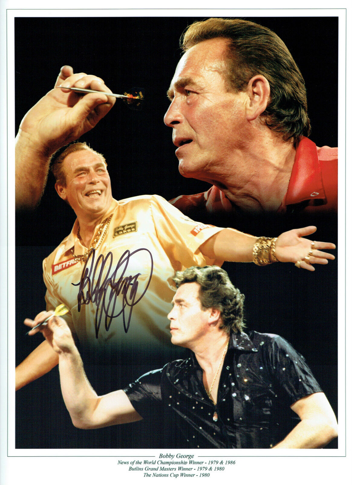 Bobby GEORGE Signed Autograph Darts 16x12 Montage Photo Poster painting AFTAL COA