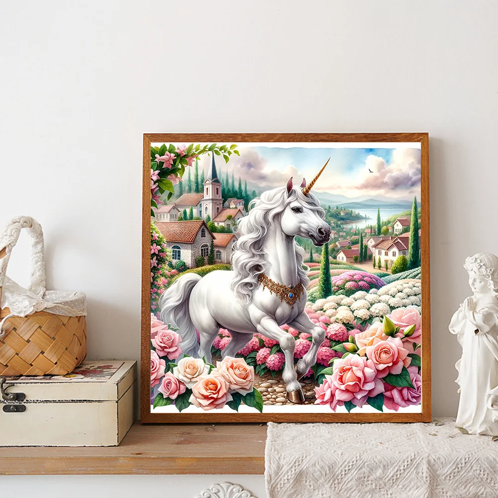 Full Round Diamond Painting 30*30cm - Garden Unicorn