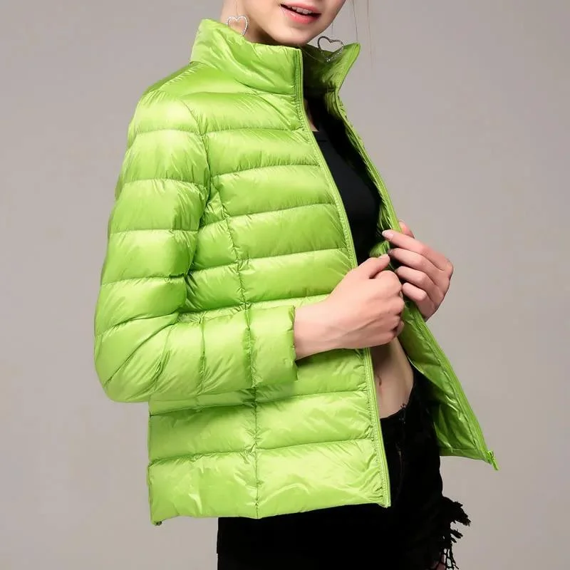 Womens Lightweight Coat Multicolor Shirt Top Collar Down Jacket