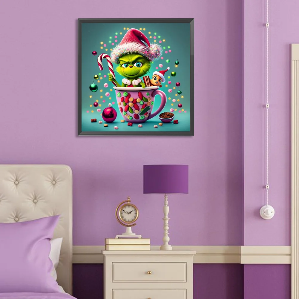 Full Round Diamond Painting 30*30cm - Christmas Green Monster