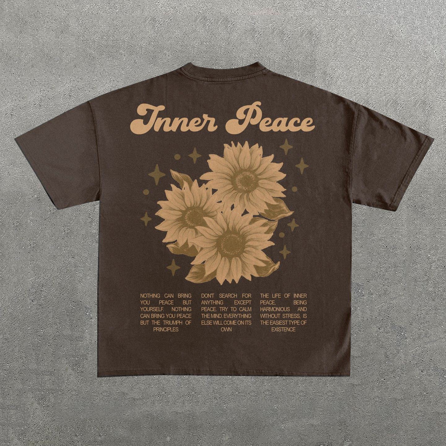Inner Peace Letters Print Short Sleeve T-Shirt