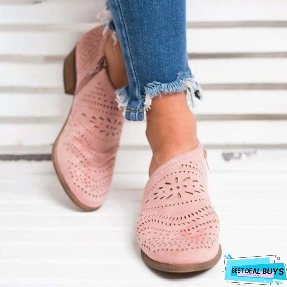 Leisure Hollow Low-heeled Shoes Women Sandals