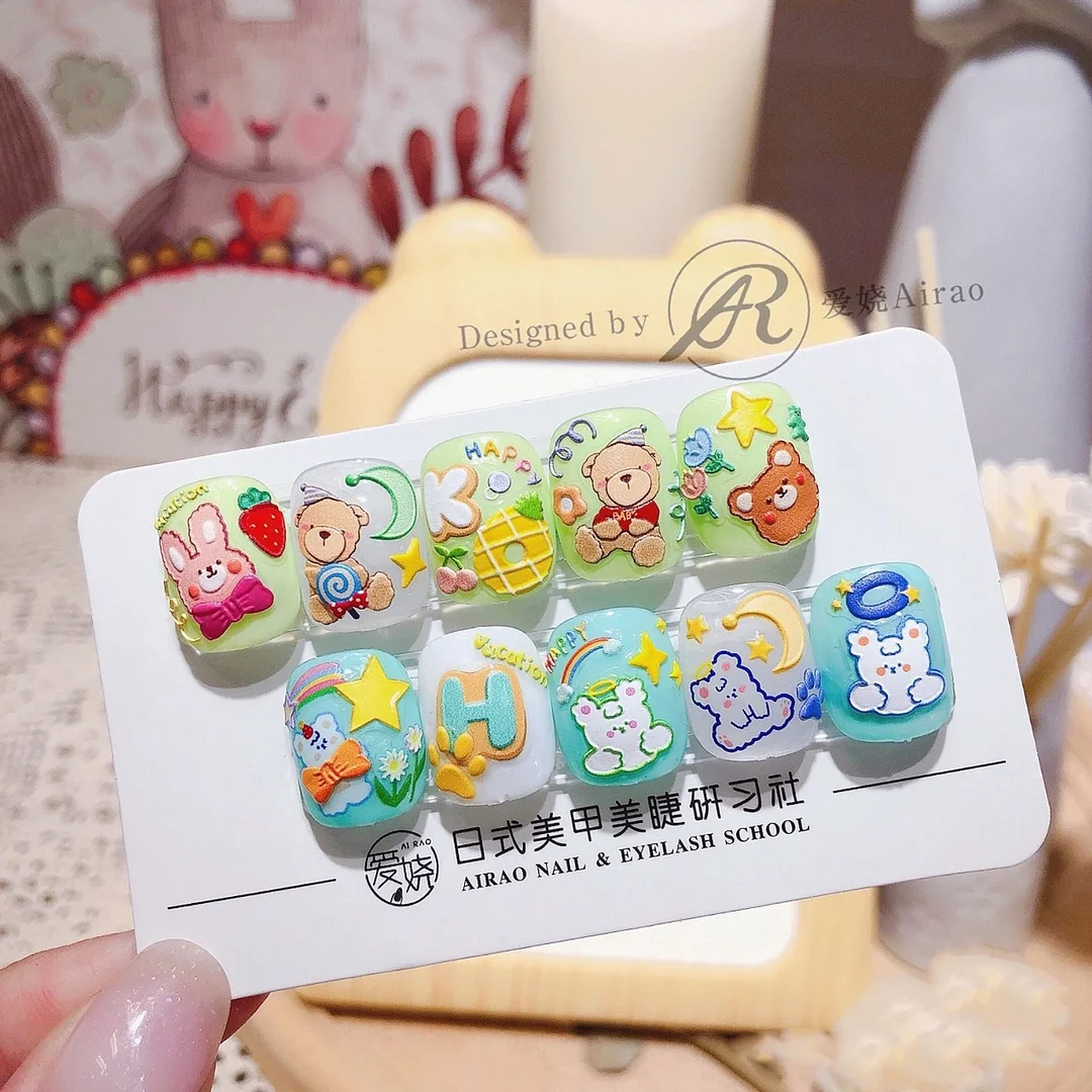 Cute Animals Rabbit Puppy High Quality 5D Engraved Nail Stickers Nail Art Decorations Nail Decals Design