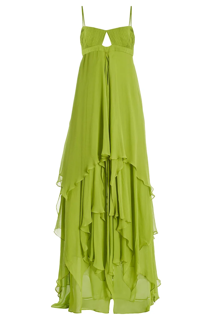 satin pleated cut out maxi dress Solid Pleated Cut-Out Maxi Dress Violet Aurora