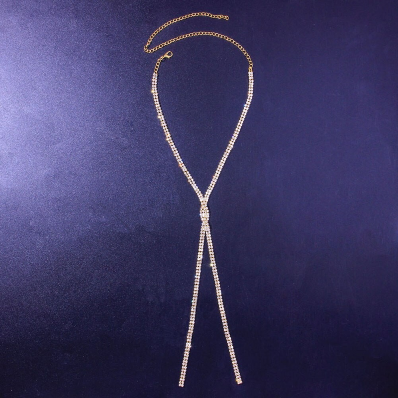 Crossed Shinny Rhinestone Geometric Necklace | Oxredo Shop Ramadan Sale